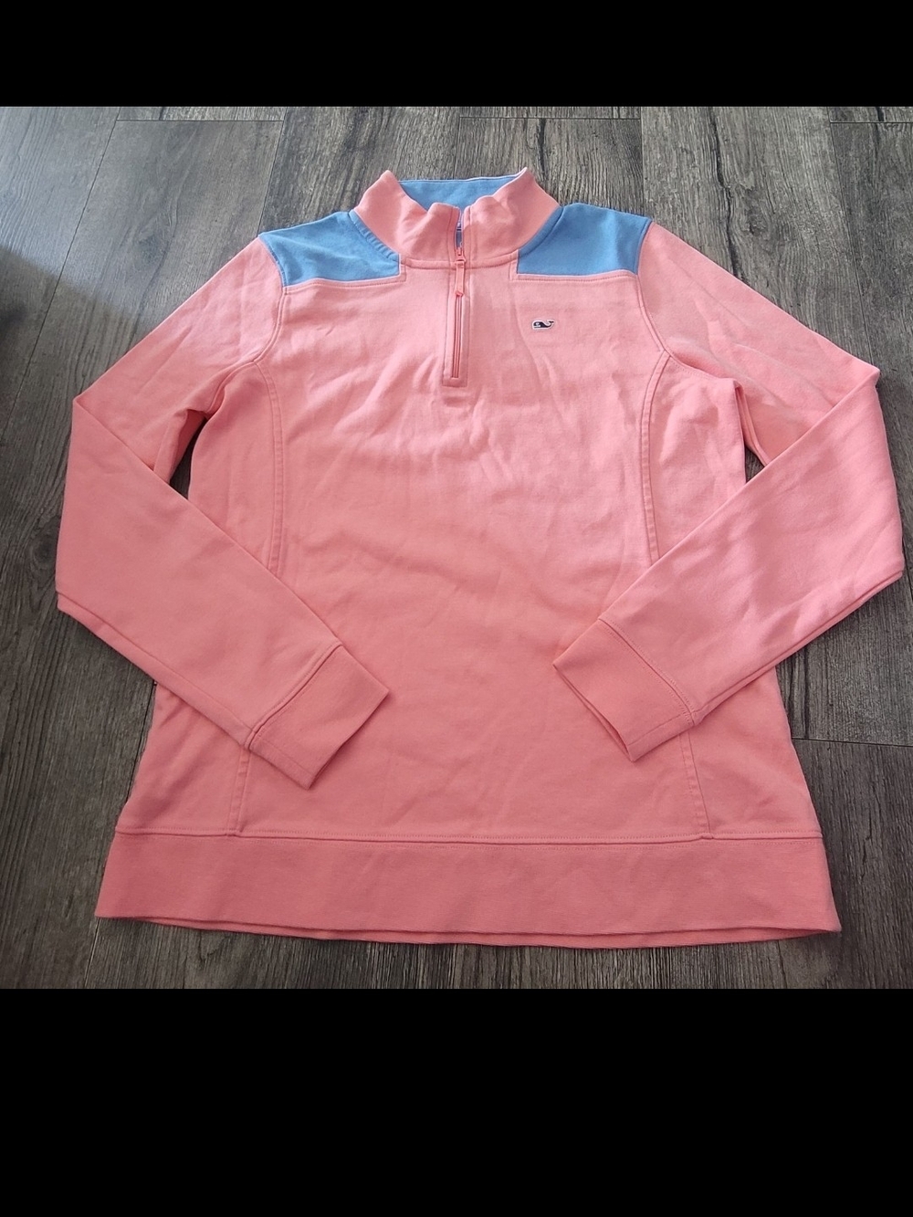 Vineyard Vines Women's Pink Half-Zip Pullover with Light Blue Accents